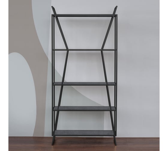 Стеллаж GreenWeen OSLO MINI, черный каркас, полки керамика Antracite, 800x330x1710 мм GW-OSLO-MINI-B-KA