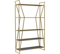 Стеллаж GreenWeen OSLO, золотой каркас, полки ЛДСП Бетон темный, 1000x330x1710 мм GW-OSLO-G-LD-BETTEM