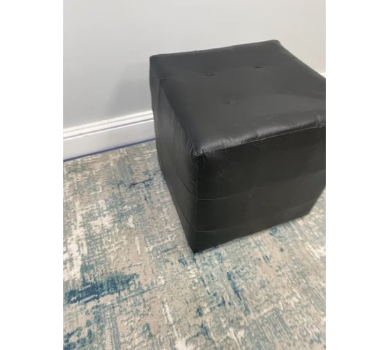 Пуфик мягкий NEW Victoria 40х40х40 см кожзам черный П0144