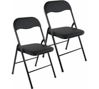 Стулья складные BRABIX Golf CF-007, комплект 2 шт, черный каркас, кожзам черный 533029