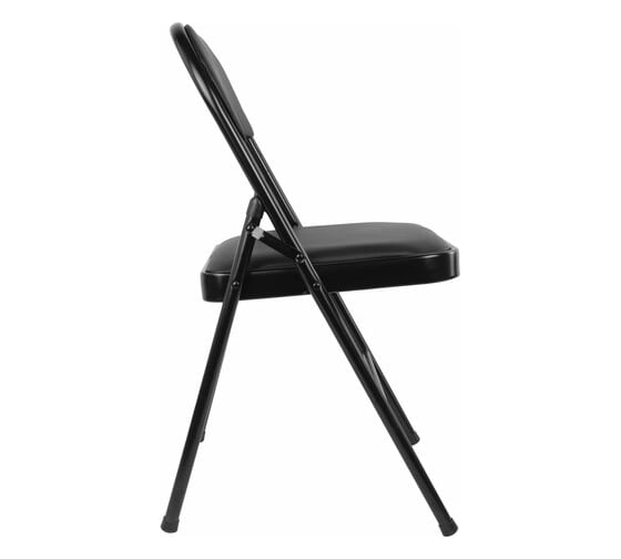 Стул складной BRABIX Golf Plus CF-003 КОМФОРТ, черный каркас, кожзам черный, гофрокороб 533026