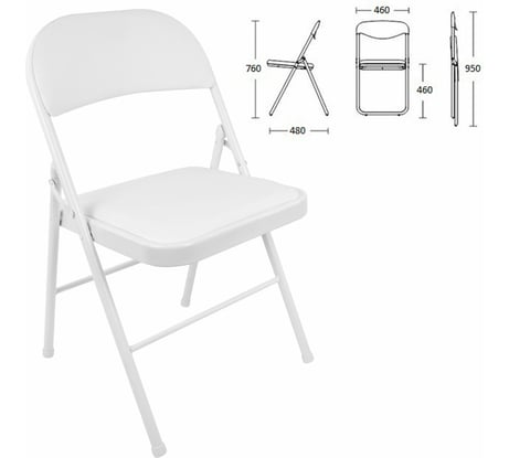 Стул складной BRABIX Golf Plus CF-003 КОМФОРТ, белый каркас, кожзам белый, гофрокороб 533028