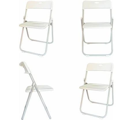 Стулья складные BRABIX Golf Lite CF-017, комплект 4 шт, серебристый каркас, пластик белый 533035