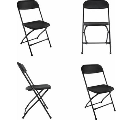 Стулья складные BRABIX Golf CF-002, комплект 4 шт, черный каркас, пластик черный 533030
