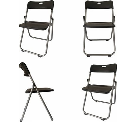 Стулья складные BRABIX Golf Lite CF-017, комплект 4 шт, серебристый каркас, пластик черный 533034