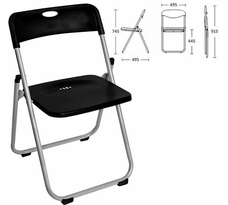 Стул складной BRABIX Golf Lite CF-017, серебристый каркас, пластик черный 532895