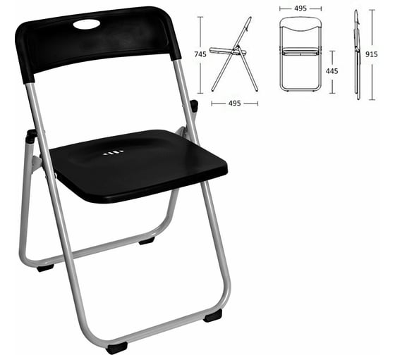Стул складной BRABIX Golf Lite CF-017, серебристый каркас, пластик черный 532895
