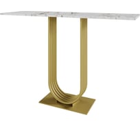 Стол консольный GENGLASS с золотым металлическим подстольем и столешницей белый мрамор, ARFEO 120 GGK-02-1-5-120
