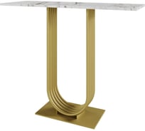 Стол консольный GENGLASS с золотым металлическим подстольем и столешницей белый мрамор, ARFEO 100 GGK-02-1-5-100