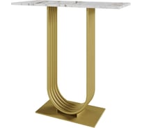 Стол консольный GENGLASS с золотым металлическим подстольем и столешницей белый мрамор, ARFEO 80 GGK-02-1-5-80
