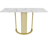 Стол консольный GENGLASS с золотым металлическим подстольем и столешницей белый мрамор, VIOLUR 120 GGK-05-1-5-12040