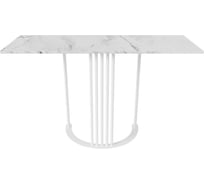 Стол консольный GENGLASS с белым металлическим подстольем и столешницей белый мрамор, VIOLUR 120 GGK-05-3-5-12040