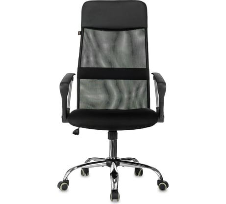 Компьютерное офисное кресло Gigant черное кожзам, сетка, с подлокотниками, хром, 120 кг GCH-10