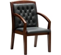 Стул для посетителя MULTI-OFFICE ZURICH D кожа черная дерево темный орех ZURICH D кожа черная+к/з/т.орех