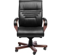 Кресло руководителя MULTI-OFFICE BASEL A высокая спинка кожа черная темный орех BASEL A кожа черная+к/з/т.орех