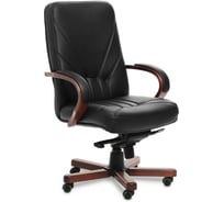 Кресло руководителя MULTI-OFFICE VERONA A высокая спинка кожа черная дерево темный орех VERONA A кожа черная+к/з/т.орех