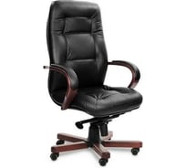 Кресло руководителя MULTI-OFFICE VICTORIA A высокая спинка кожа черная дерево темный орех VICTORIA A кожа черная+к/з/т.орех