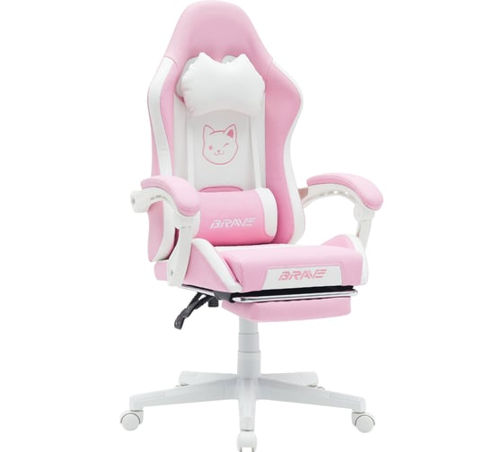 Компьютерное поворотное кресло KSG BRAVE WS-7 Kitten Pink экокожа, розовый/белый НФ-00001093