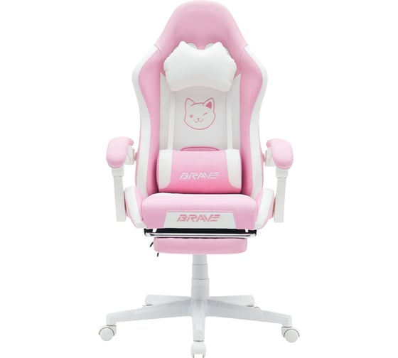 Компьютерное поворотное кресло KSG BRAVE WS-7 Kitten Pink экокожа, розовый/белый НФ-00001093