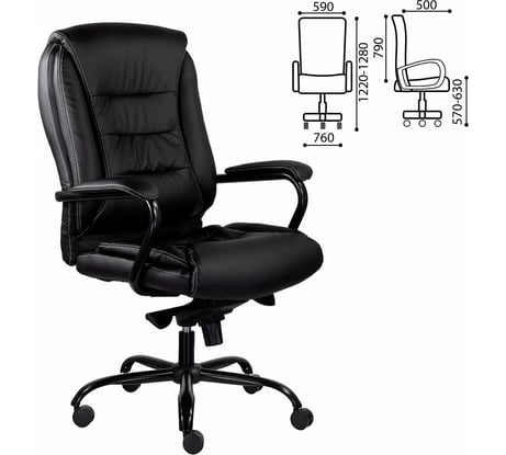 Кресло офисное ОФИСМАГ Ровер CH-708, усиленное, НАГРУЗКА до 150 кг, экокожа, черное, ш/к 80662 533184