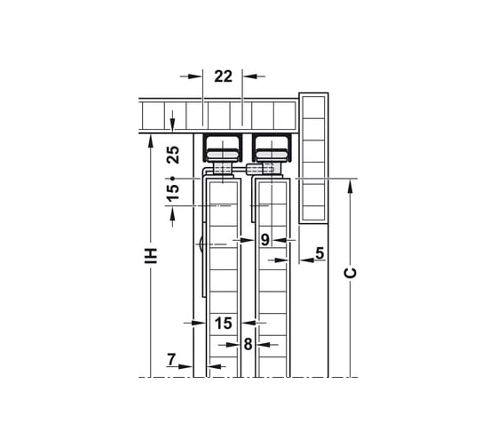 Комплект Hafele Sld.F-Li15 55A 2 двери, с регулировкой 402.23.002