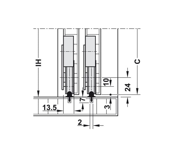 Комплект Hafele Sld.F-Li15 55A 2 двери, с регулировкой 402.23.002