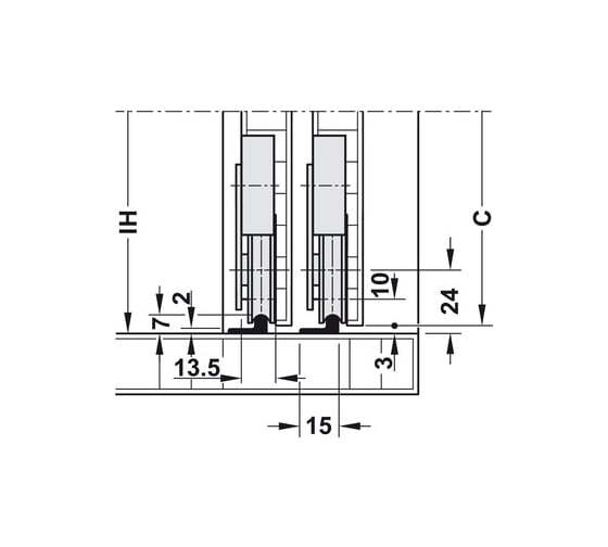 Комплект Hafele Sld.F-Li15 55A 2 двери, с регулировкой 402.23.002