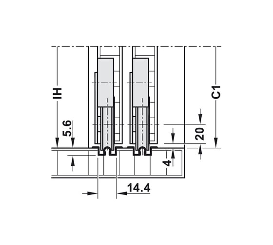 Комплект Hafele Sld.F-Li15 55A 2 двери, с регулировкой 402.23.002