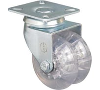 Колесо MFK-TORG прозрачный полиуретан, сдвоенное поворотное 50 мм ET01-DKP-50