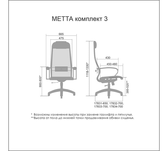 Кресло МЕТТА 3 подлокотники 101, основание 001, черный z030402217