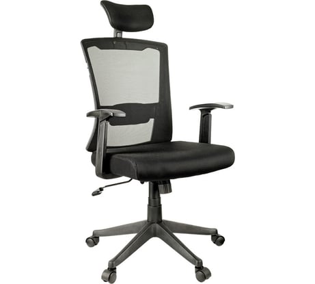 Кресло руководителя Helmi HL-E31 Ergo, регулируемый подголовник и поясничный упор, ткань черная 284605