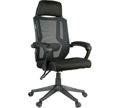 Кресло руководителя Helmi HL-E32 Ergo LUX, регулируемый подлокотник, подголовник и поясничный упор, ткань черная 284606