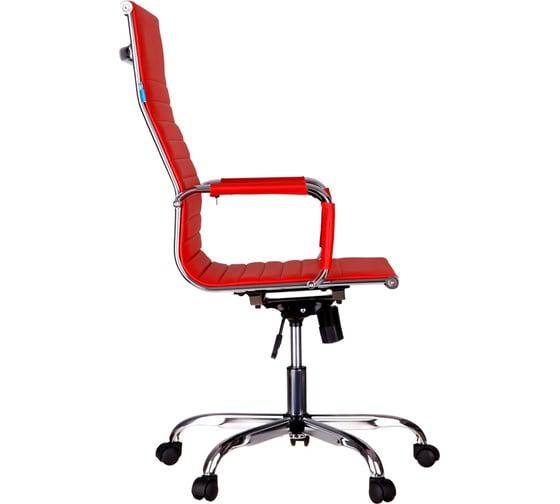 Кресло руководителя Helmi HL-E17 Slim экокожа красная, хром 311362