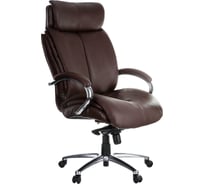 Кресло руководителя Helmi HL-ES03 Invincible повышенной прочности, кожа коричневая, хром 282339