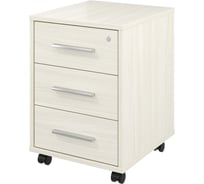 Тумба Монолит Канцлер выкатная 3 ящика с замком (406x446x570) Скандинавское дерево белое38 КЦ09.38