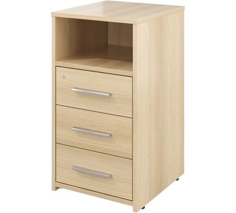 Тумба Монолит Канцлер приставная с нишей, 3 ящика с замком (404x446x750) Акация лорка31 КЦ10.31