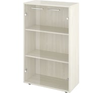 Шкаф Монолит Канцлер никзий со стеклом (700x338x1135) (КЦ13+КЦ40_2+ДБ48_2) Скандинавское дерево белое38 КЦ36.38