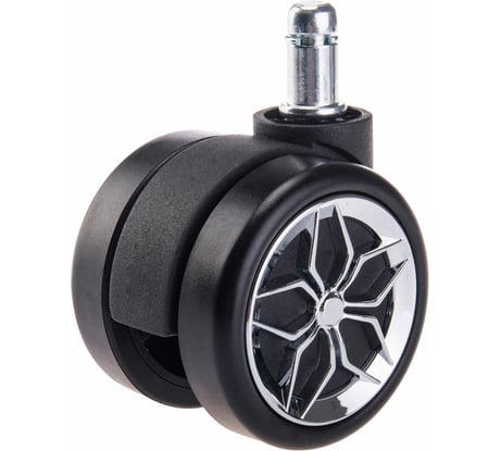 Колеса (ролики) для кресла BRABIX прорезиненные, ХРОМ, КОМПЛЕКТ 5 шт, шток d11 мм, черные, короб, 533088