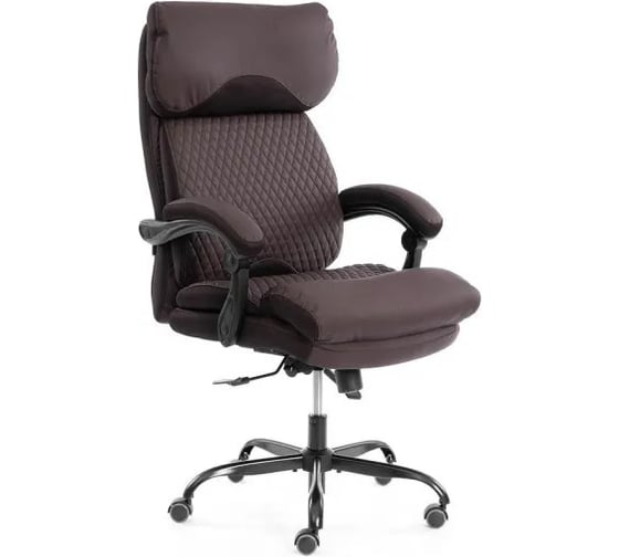Кресло TetChair Chief metalBL кож/зам/ткань, коричневый/коричневый стеганный 25018