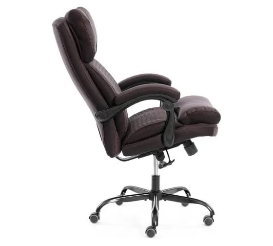 Кресло TetChair Chief metalBL кож/зам/ткань, коричневый/коричневый стеганный 25018
