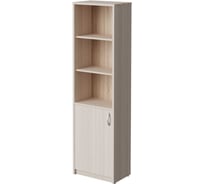 Шкаф полуоткрытый узкий левый Альянс мебель АЛЬТЕРНАТИВА 560x370x2000 А-321 Лев Ясень шимо светлый