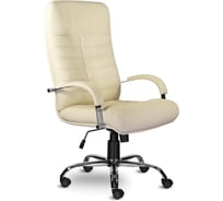 Кресло из натуральной кожи Орион, хром, монолитный каркас, бежевое ОФИСМАГ 531287