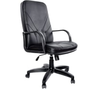 Кресло из натуральной кожи Менеджер, монолитный каркас, черное ОФИСМАГ 530067