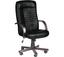 Кресло из натуральной кожи Атлант-экстра, дерево (орех), монолитный каркас, черное ОФИСМАГ 531285