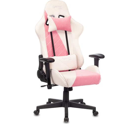 Игровое компьютерное кресло ZOMBIE VIKING X FABRIC белый/розовый ткань VIKING X PINK