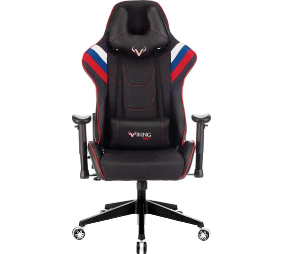 Игровое компьютерное кресло ZOMBIE VIKING 4 черный белый/синий/красный экокожа/ткань VIKING 4 RUS