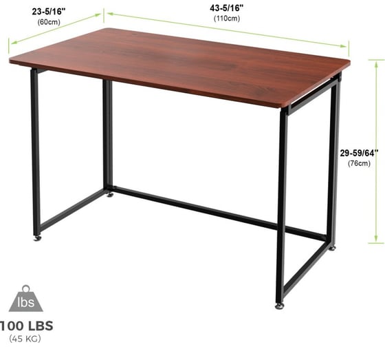 Складной письменный стол Eureka ERK-FT-43T с шириной 109 см Teak ERK-FT-43T-V2