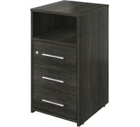 Тумба Монолит Канцлер приставная с нишей, 3 ящика с замком (404x446x750) Дерево карбон12 КЦ10.12
