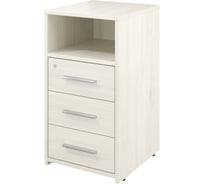Тумба Монолит Канцлер приставная с нишей, 3 ящика с замком (404x446x750) Скандинавское дерево белое38 КЦ10.38