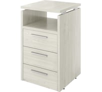 Тумба Монолит Дублин приставная (3 ящика с полкой и замком) (450x450x750) (ДБ12_1+ДБ17_2+ДБ14) Скандинавское дерево белое38 ДБ43.С38